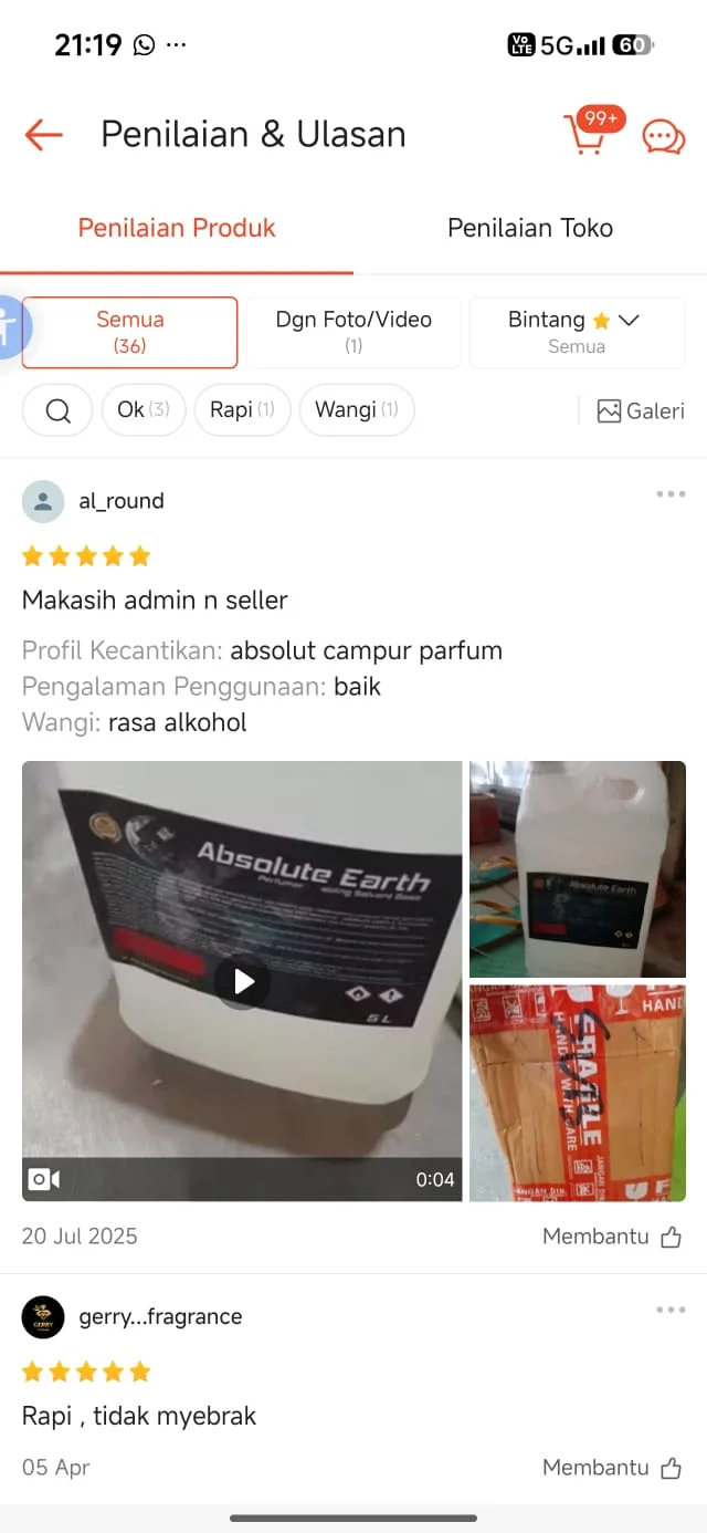 Hasil parfum setara brand original