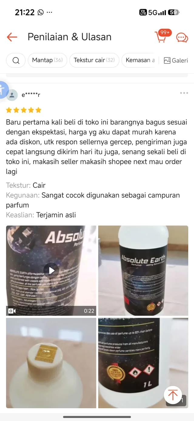 Proses aging parfum 24-48 jam