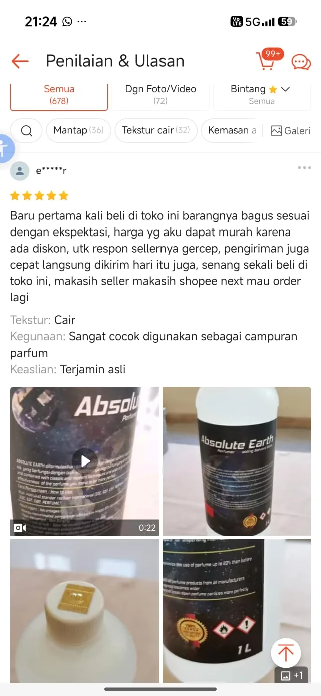 Koleksi parfum menggunakan Absolute Earth
